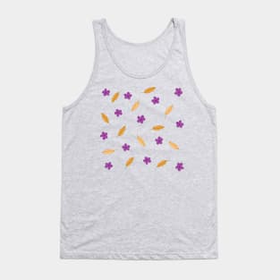 PURPLE FLOWERS AND YELLOW LEAVES PATTERN Tank Top